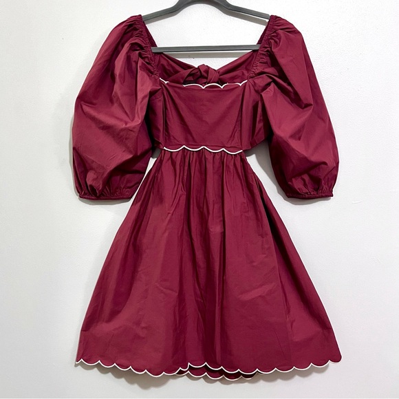 NWT Anthropologie Forever That Girl Sandalwood Brown Scalloped Dress MSRP$160 - Picture 2 of 16